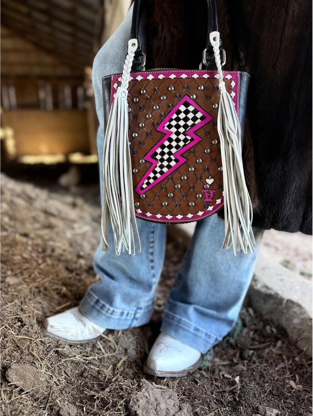 Pink Checkerboard Tote
